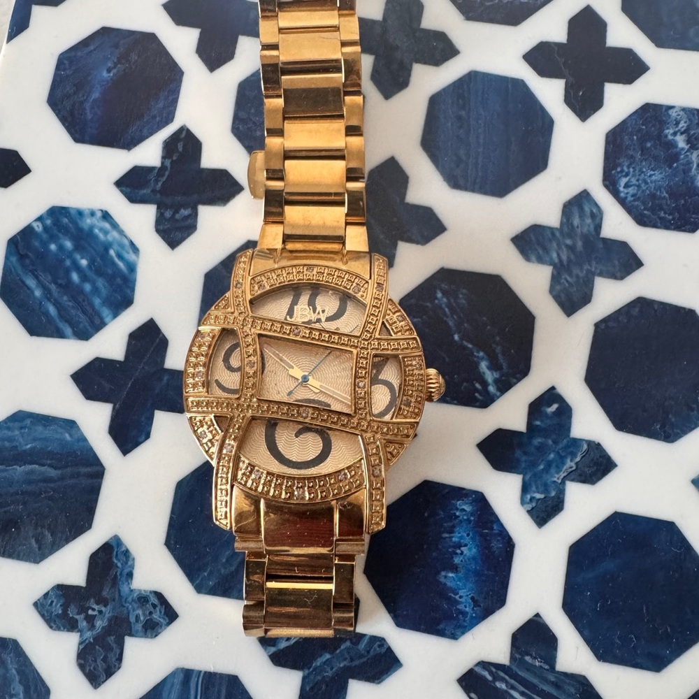 Gold Watch with Crystal Accents JBW